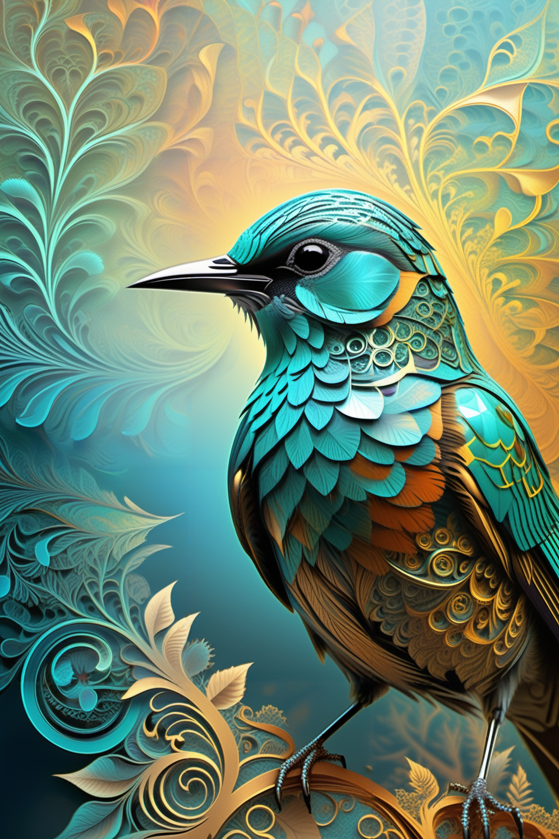 00401-2897841458-realistic,depth of field,an realistic depiction of bird in the forground,and a Fractal in the background,as holograph,_((photo r.png